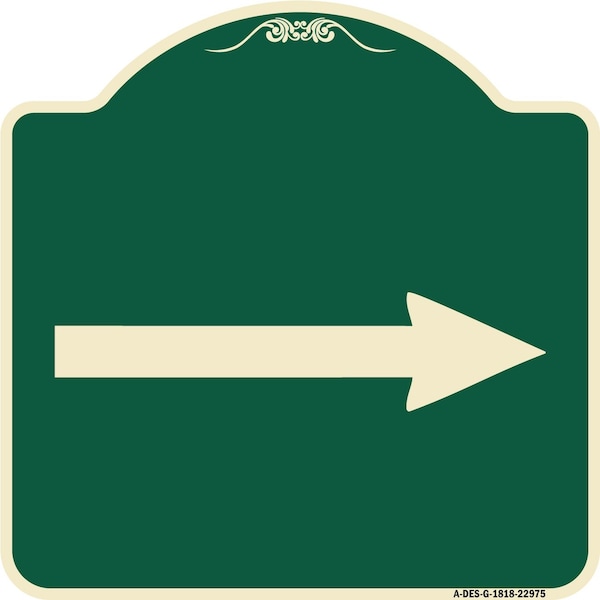 Signmission Designer Series Right Arrow, Green & Tan Heavy-Gauge Aluminum Sign, 18" x 18", G-1818-22975 A-DES-G-1818-22975 - main